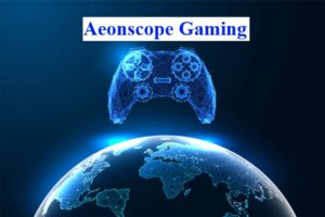 futuristic gamer immersed in aeonscope gaming world